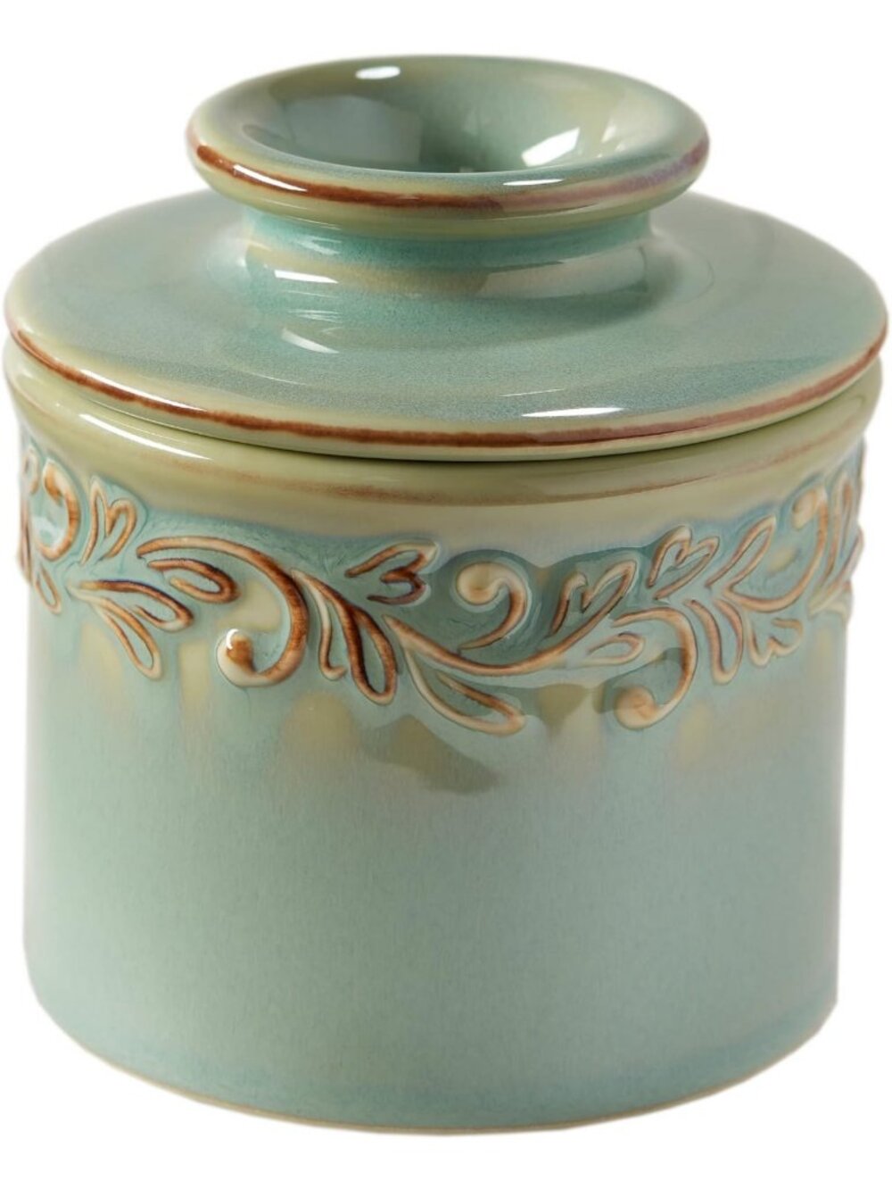 Ceramic Butter Keeper - French Style Butter Bell Crock, Sea Spray Color, Kitchen